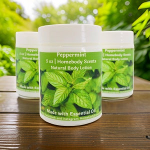 Peppermint Natural Body Lotion, Made with Peppermint Essential Oil, Peppermint Lotion, Hand Cream, Body Cream, Moisturizer