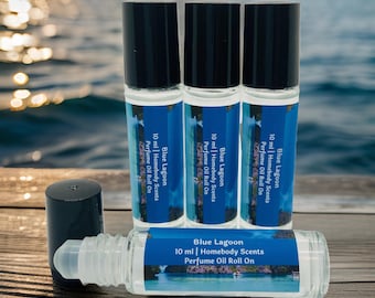 Blue Lagoon Perfume Oil Roll On: Beach Scent, 10 ml, Handmade