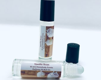 Vanilla Bean Perfume Oil Roll On 10 ml, Vanilla Perfume Oil, Travel Size Vanilla Perfume, Sweet Perfume Roll On, Handmade Perfume