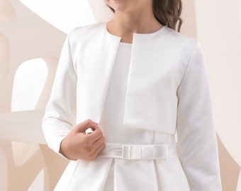 Satin bolero for first communion in the dress style