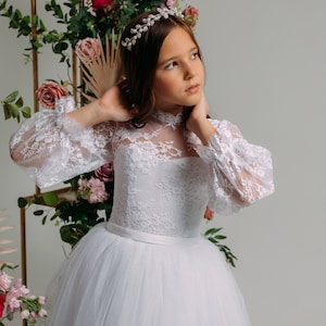 Vestido para primera comunión 1ª comunión Vestido blanco Ropa niña vestido niña Vestido niña comunión bebé santa comunión niñas vestido blanco