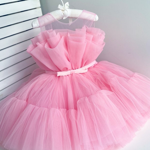 Baby Girl dress Special Occasion, Pink Girl Dress,  Baby Girl Party Dress, Tulle Wedding Dresses, Baby Princess Dress, Toddler Dresses