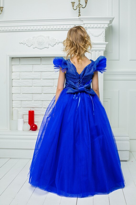 Royal blue top childrens bridesmaid dresses