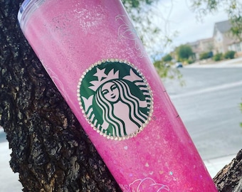 pink Lilly's  //Lilly's  // 24oz cold cup// Starbucks tumbler// glitter Starbucks Tumbler// Custom Starbucks Tumbler