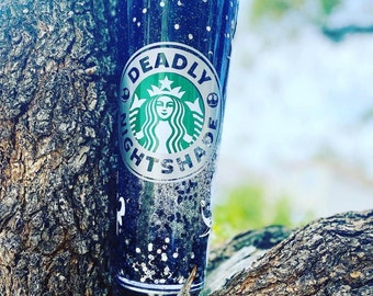nightmare before Christmas //Jack Skellington // 24oz cold cup// Starbucks tumbler// glitter Starbucks Tumbler// Custom Starbucks Tumbler