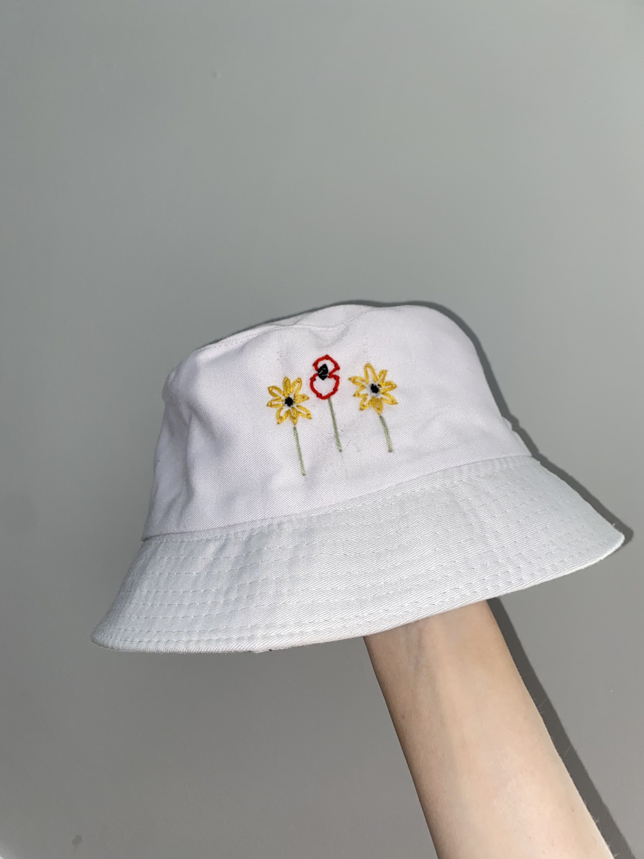 Custom embroidered bucket hat flowers with stalks Etsy