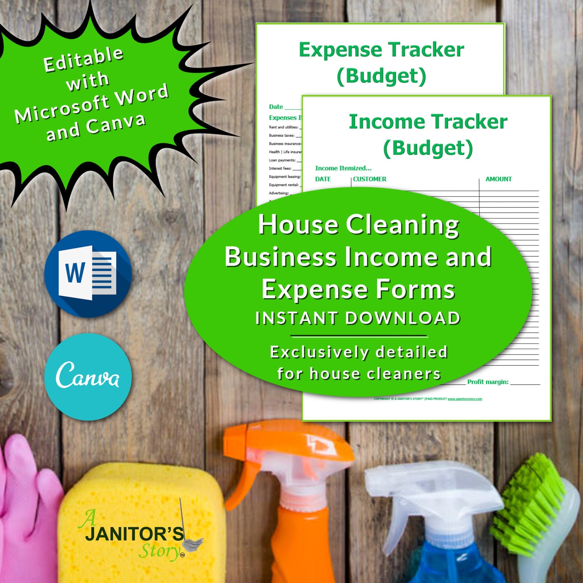Expense Tracker Template House Cleaning Business Budget Planner