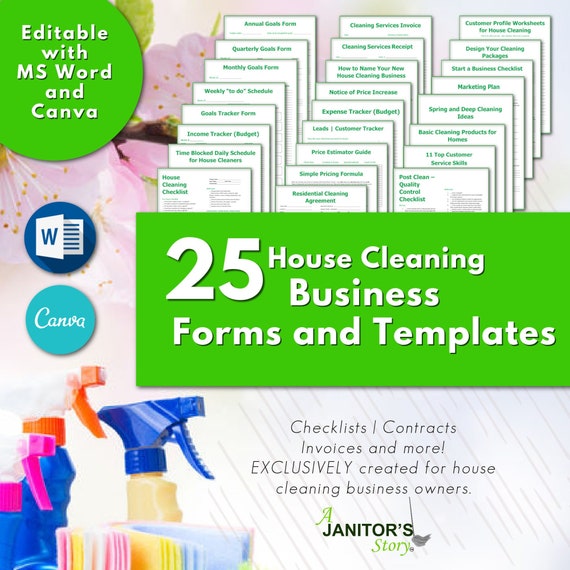 cleaning-business-forms-editable-professional-housecleaning-etsy