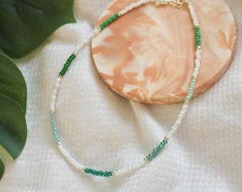 Evelyn Beaded Necklace in 6 Different Colours | Glass Seed Bead Summer Jewellery | Red Green Blue Purple Rainbow | Boho Handmade Surf Style