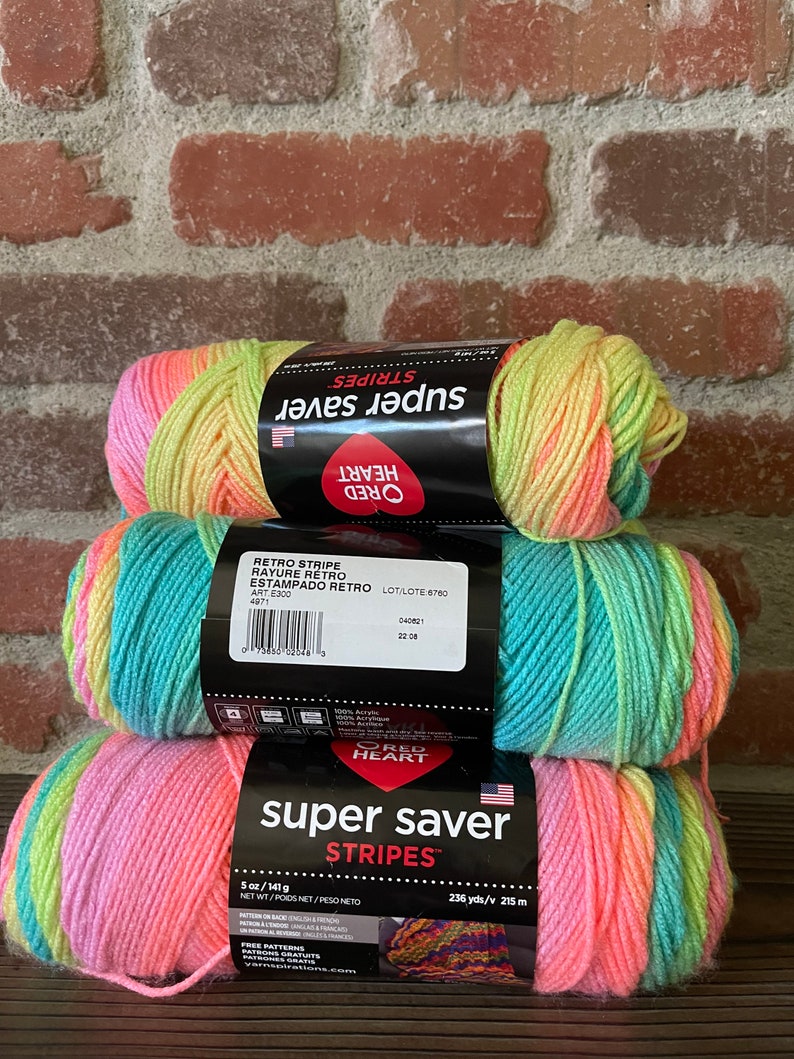 RETRO STRIPE Red Heart Yarn Etsy