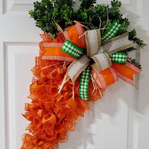 spring wreaths with carrots farmers market wreath Easter wreath for front door with carrots Welcome to our patch wreath