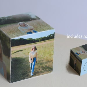 Fotoklötze aus Holz, Fotowürfel, Familienfoto, Hochzeit. Jubiläumsgeschenk, Babygeschenk, Abschlussgeschenk, Andenken, 1 Textquadrat enthalten