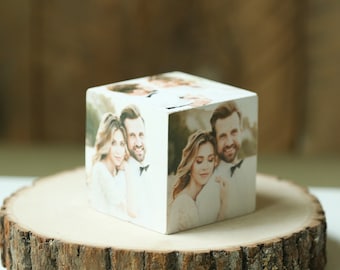 wedding photo cube, wooden photo blocks, photo cubes, wedding photos, wedding gift, engagement photo, bridesmaids' gift, groomsmen gift,