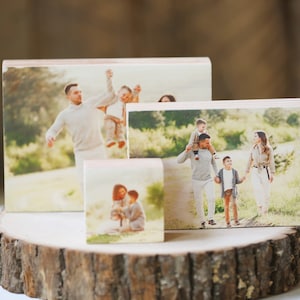 photo block , wooden blocks & set of new solid wood blocks, wedding, family photo, personalized text, customized gift, name/date, keepsake