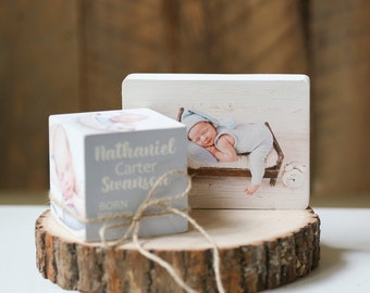 set 4" baby photo cube and 5x7 photo block, baby photo gift idea, photo gift set, baby shower gift, new baby gift set, personalized photos