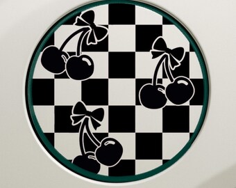 Checkered Bow Cherries - Gas Tank Door Decal