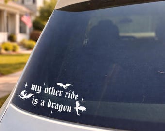 My other ride is a dragon, Book girlie, book lover, reader car decal