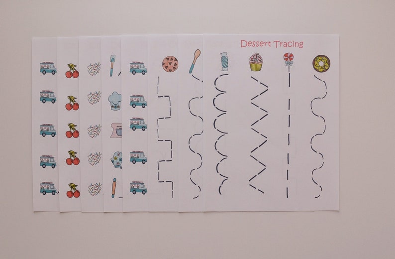 Sweet Treats Line Tracing Literacy Worksheets Preschool Etsy