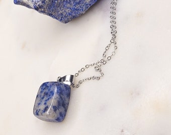 Blue Sodalite Intuition Stone Crystal Necklace