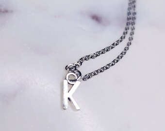 Silver Letter Initial Necklace