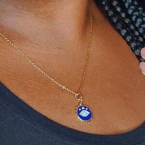 Cobalt Blue Evil Eye Protection Symbol Necklace image 7