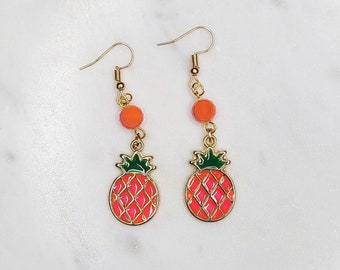 Pineapple Dangle Drop Statement Earrings