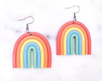 Polymer Clay Rainbow Dangle Earrings