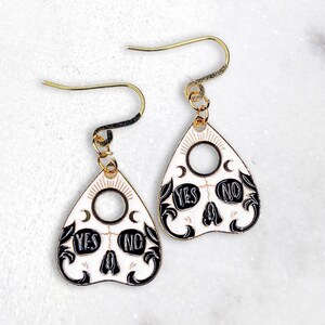 White and Black Halloween Earrings  | Mystical Earrings | Goth Earrings | Ouija Skull Earrings