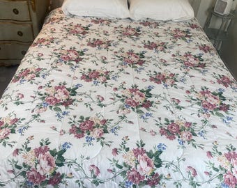 VTG 90s Laura Ashley Pink Stripe and Floral Queen/full Reversible