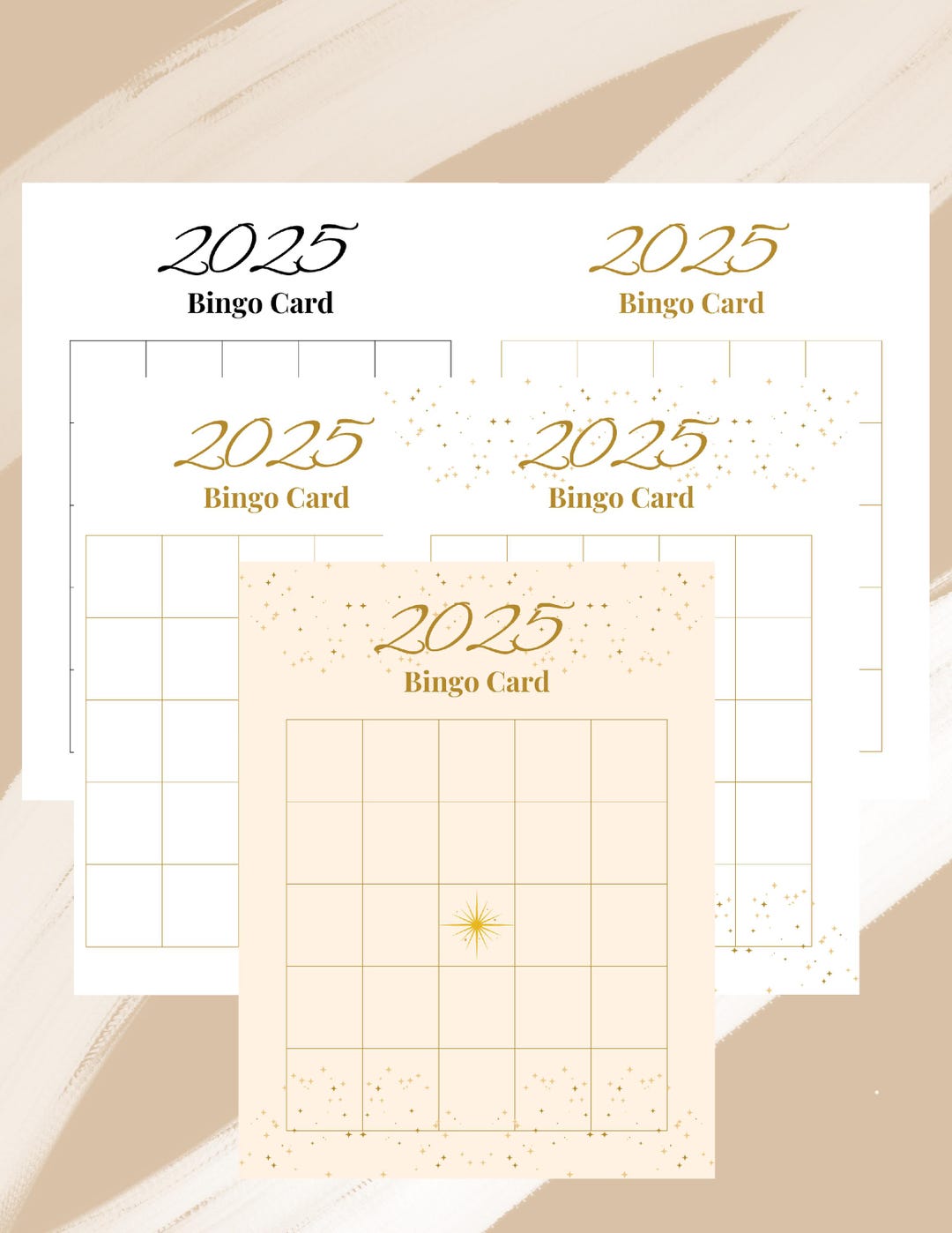 2025 Blank Bingo Card New Years Bingo Vision Board Template, Printable