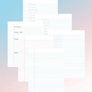 Può includere: Un quaderno a righe bianche con una sezione per la registrazione giornaliera. Il quaderno ha una sezione per il giorno, come ti senti e un elenco di cose da fare. Il quaderno ha anche una sezione per i giorni della settimana e i mesi dell'anno.