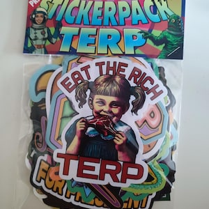 Pack with 35 random stickers from streetartist terp from sweden