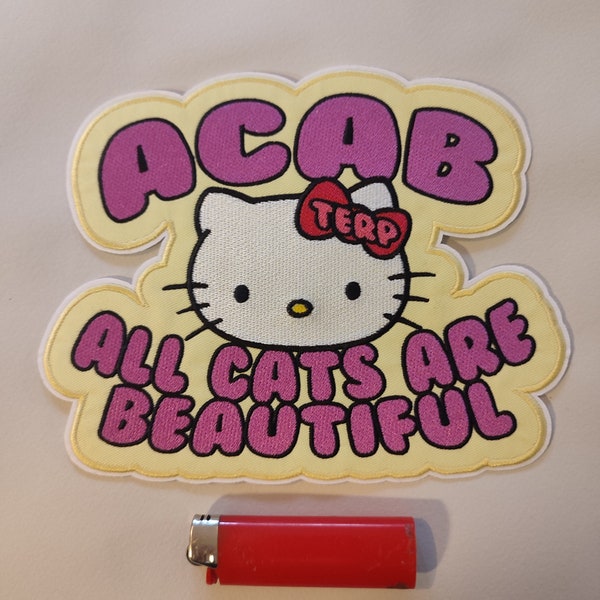 Huge iron on patch 20cm big, almost 8 inch terpstreetart design ACAB all cats are beautiful