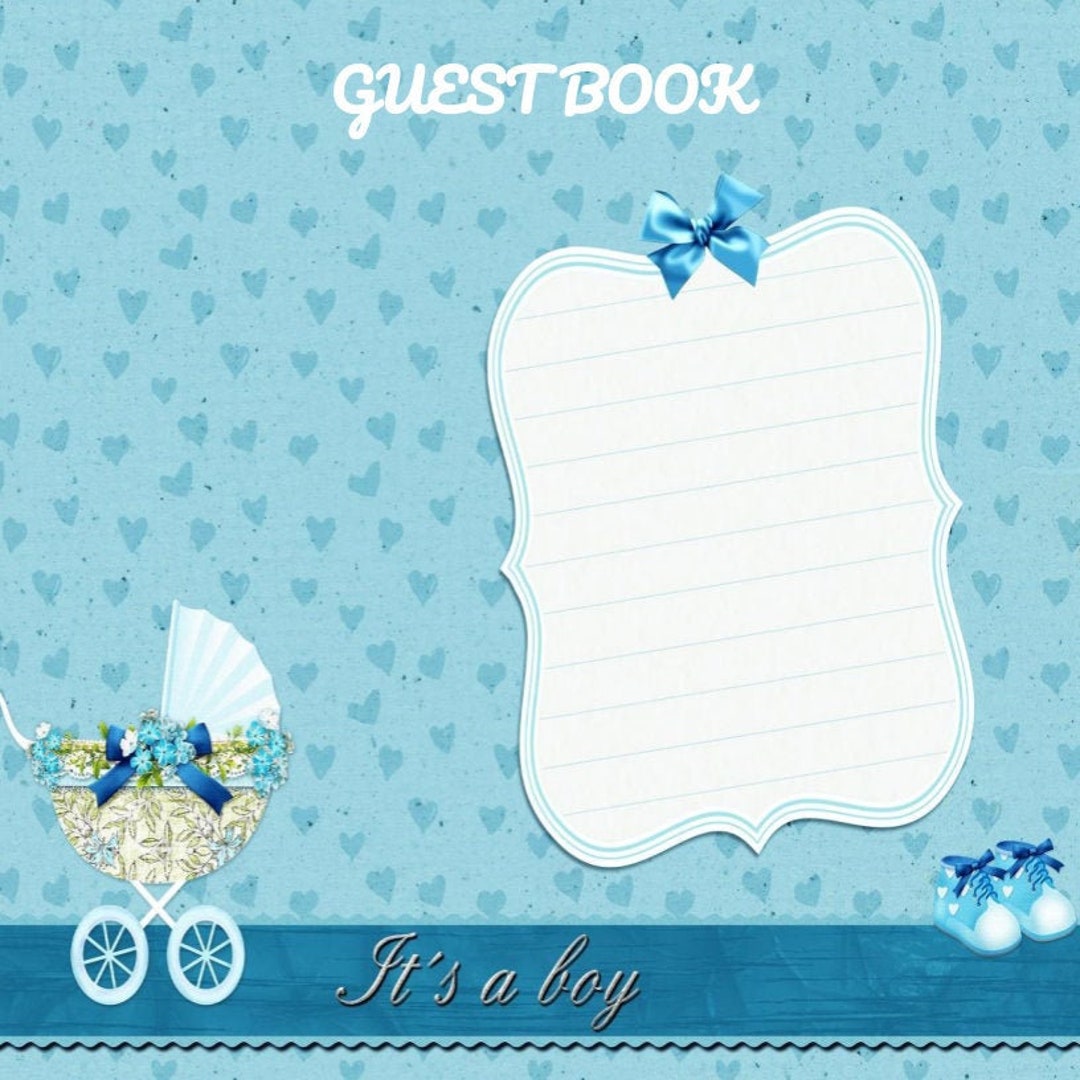 Printable Baby Shower Boy Guest Book 100 Pages Etsy