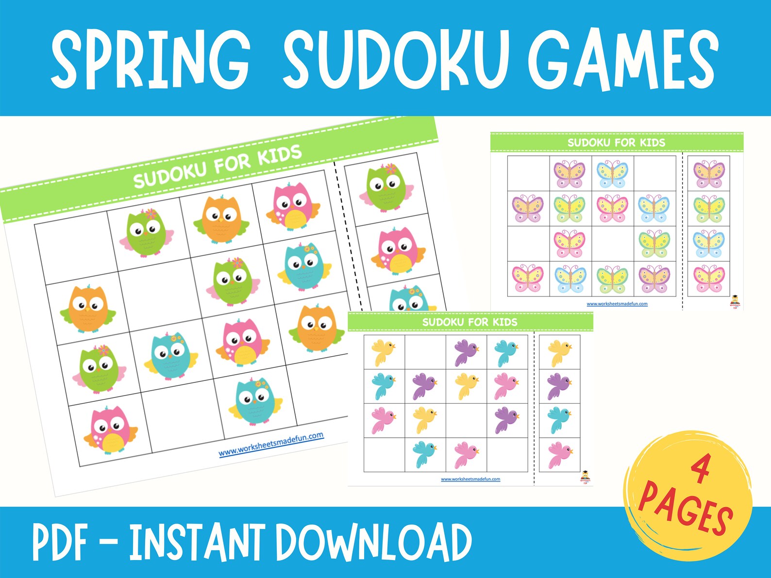 Spring Sudoku Games Spring Matching Games Learning Etsy