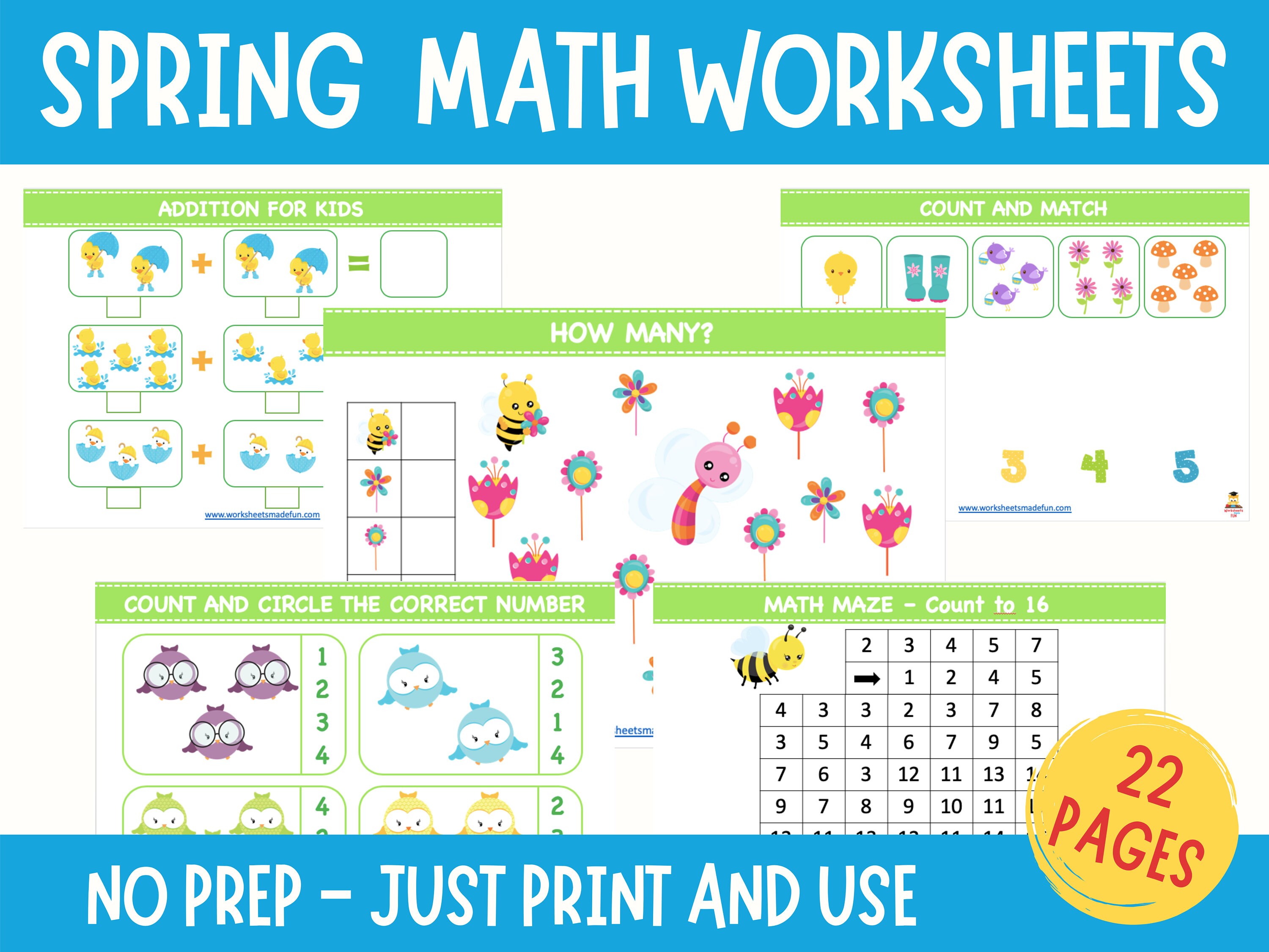 Spring math worksheets and games