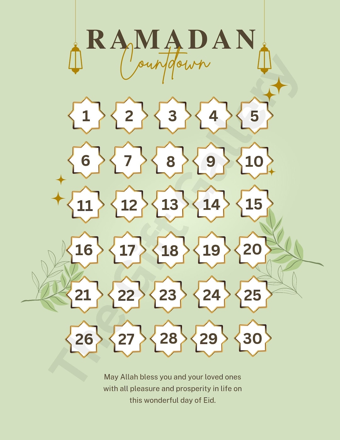 Ramadan Printable Countdown Digital File Etsy