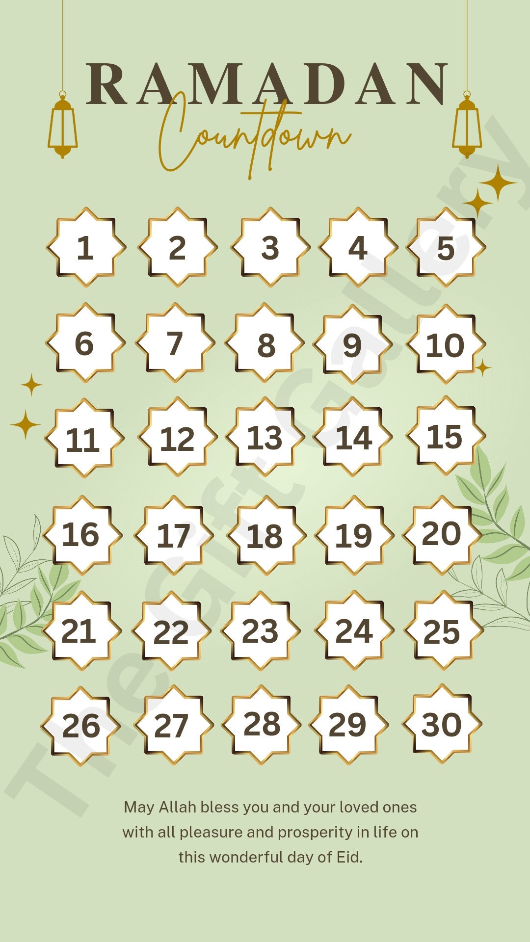 Ramadan Printable Countdown Digital File Etsy