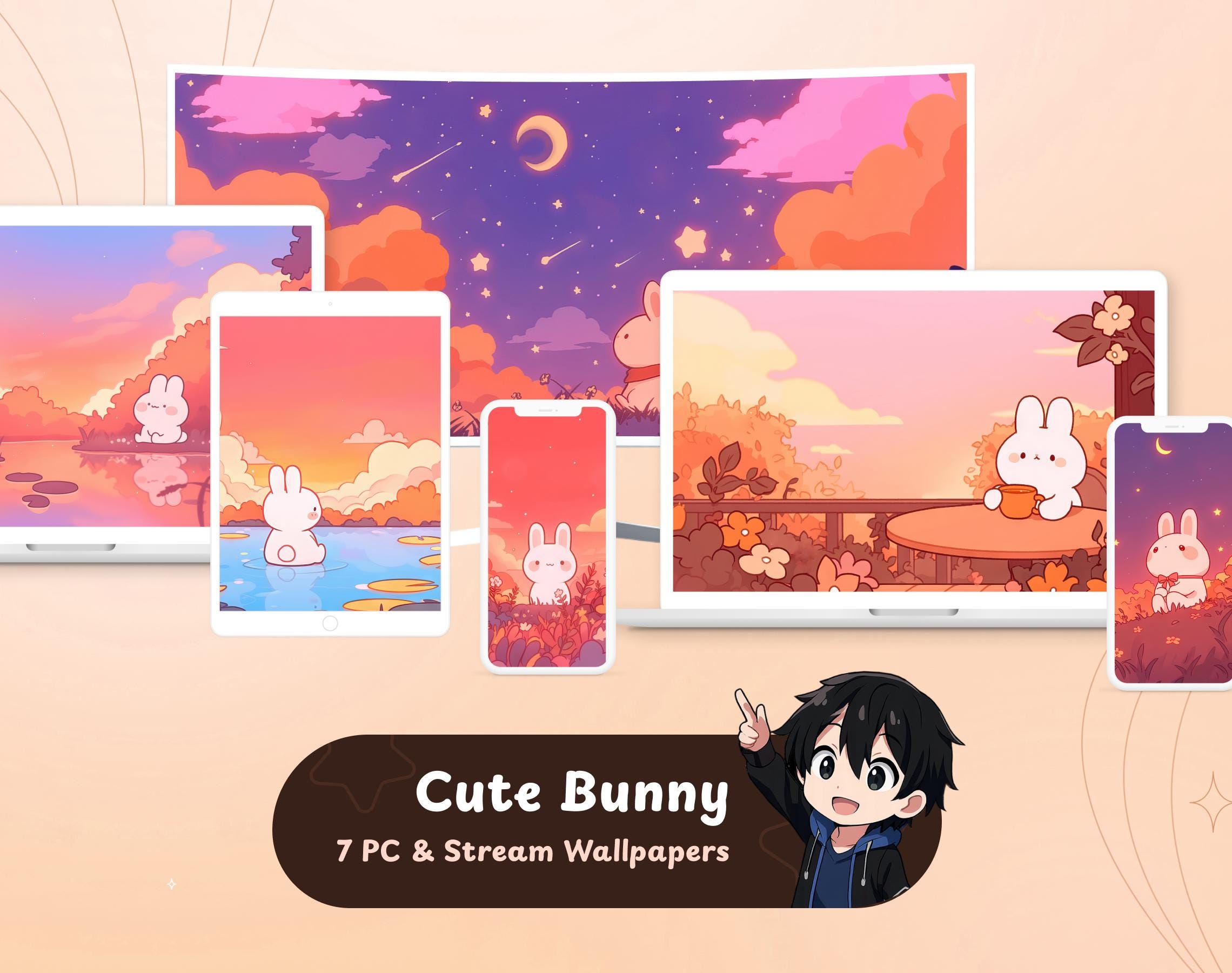 7 Cute Bunny Backgrounds | Desktop Wallpapers | Stream Screens | Sweet ...
