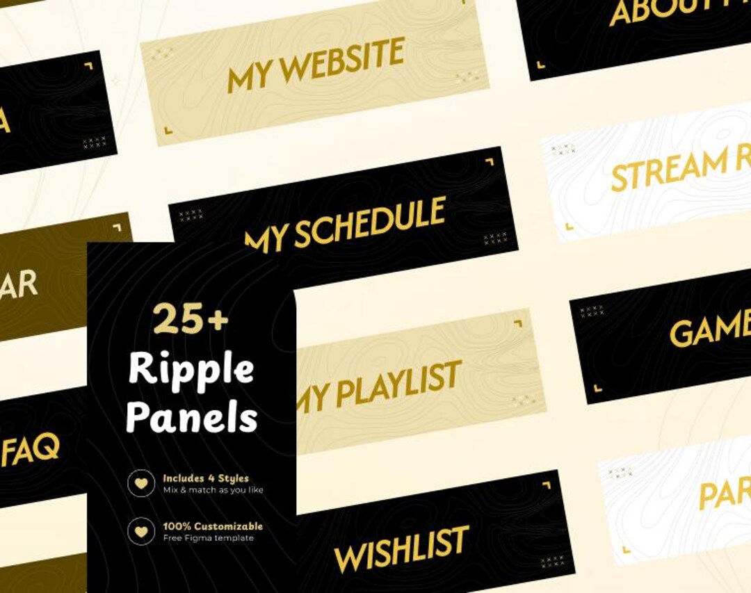 Random Text Panel Textures 25+ Yellow Ripple Stream Panels | 4 Styles | Modern Panels for Twitch ...
