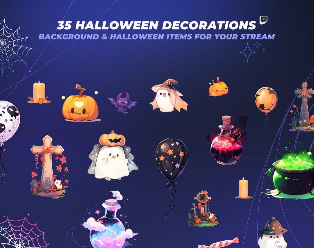 Twitch Halloween Bundle 25 Halloween Stream Overlays and Vtuber