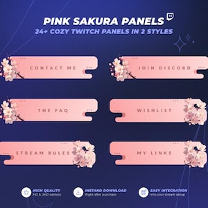 25+ Sakura Stream Panels -  Cherry Blossom Panels For Your Twitch Stream - Anime Panels For Vtubers And Streamers - Cute Stream Panels