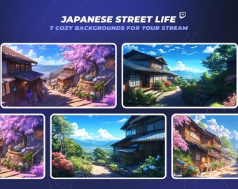 7 VTuber Backgrounds | Japanese Streets Background | Anime Background | Vtuber Asset | Twitch And YouTube Stream | Cute Stream Overlay