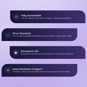 Mais de 55 painéis para transmissões ao vivo de panda roxo na Twitch | Painéis Figma personalizáveis | Panda fofo de anime | Painéis para VTubers | Ilustrações | Acessório imagem 6