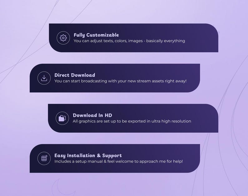 Mais de 55 painéis para transmissões ao vivo de panda roxo na Twitch | Painéis Figma personalizáveis | Panda fofo de anime | Painéis para VTubers | Ilustrações | Acessório imagem 6