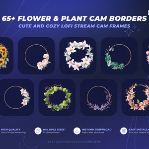 65+ Flower Cam Border For Your Twitch Stream - HD Webcam Overlay - Plant And Flower Cam Widgets - Cute Lofi Nature Themed