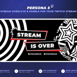 Persona-Inspired Twitch Screen Background Set - Animated Stream Start, Pause & Offline Design (Persona 5 Strikers Anime Style)