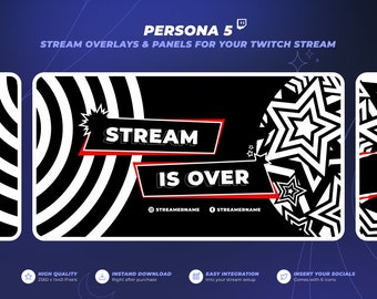 Persona-Inspired Twitch Screen Background Set - Animated Stream Start, Pause & Offline Design (Persona 5 Strikers Anime Style)