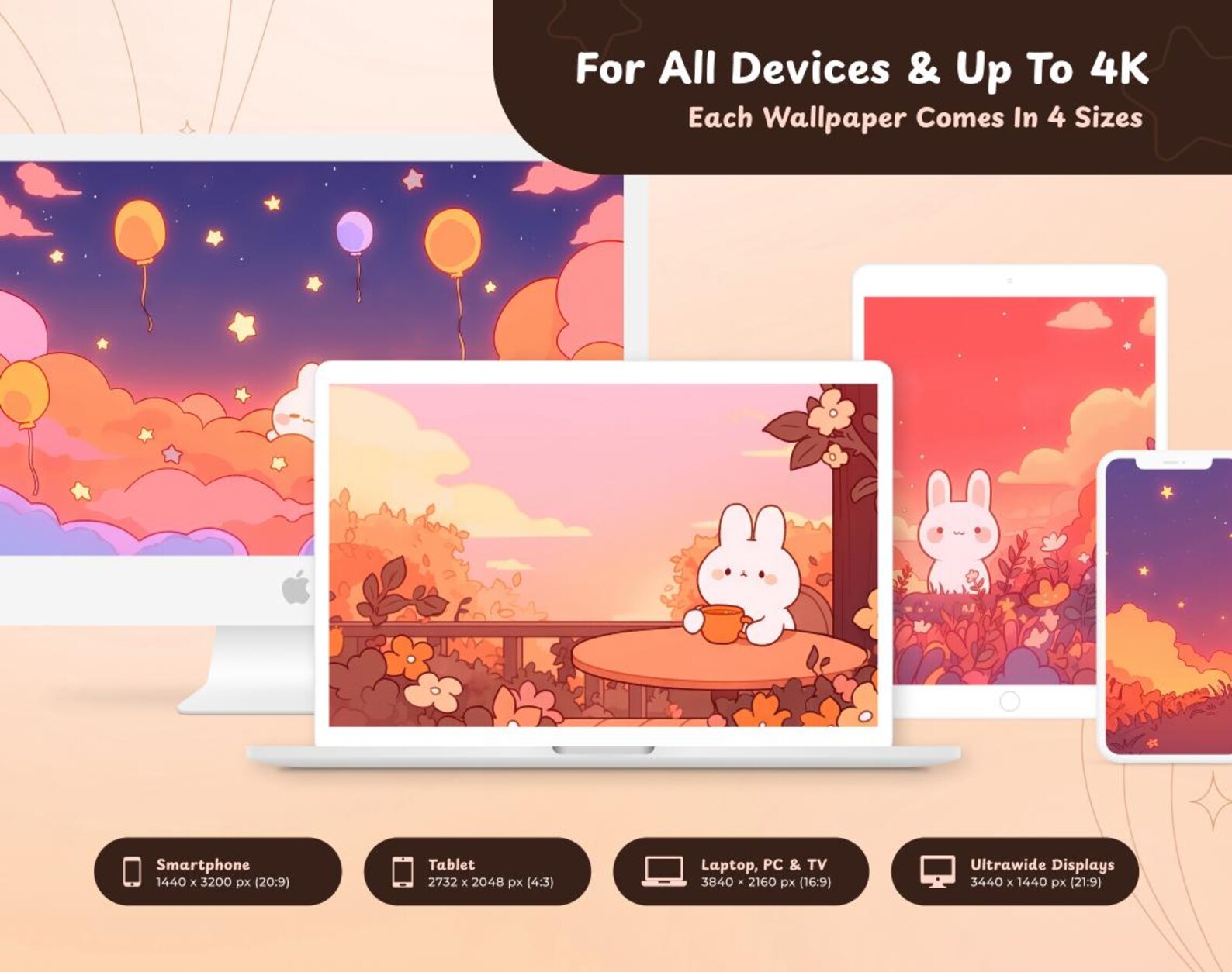 7 Cute Bunny Backgrounds | Desktop Wallpapers | Stream Screens | Sweet ...