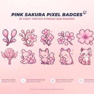Pink Sakura Bloom Badges | Cute Cherry Blossom Badges | YouTube Discord Roles | Cozy Twitch Sub And Bit Badges | Channel Points Icons
